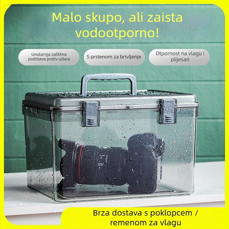 Kutija otporna na vlagu za fotoaparate i DSLR objektive s higrometrom i brtvom protiv plijesni