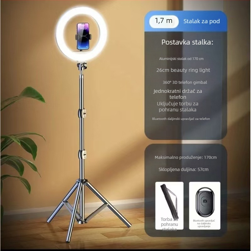 Minwan Držač za live streaming, prenosni univerzalni metalni stativ s rasvjetom za fotografije na otvorenom