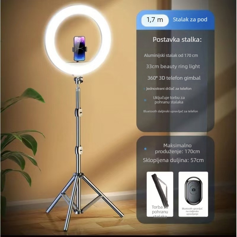 Minwan Držač za live streaming, prenosni univerzalni metalni stativ s rasvjetom za fotografije na otvorenom