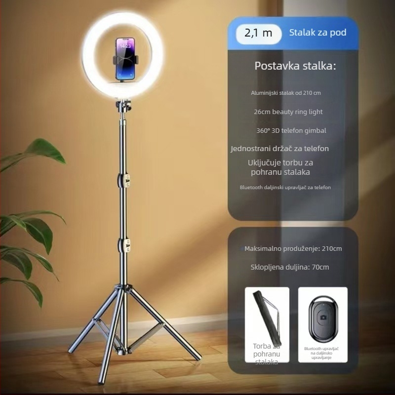 Minwan Držač za live streaming, prenosni univerzalni metalni stativ s rasvjetom za fotografije na otvorenom