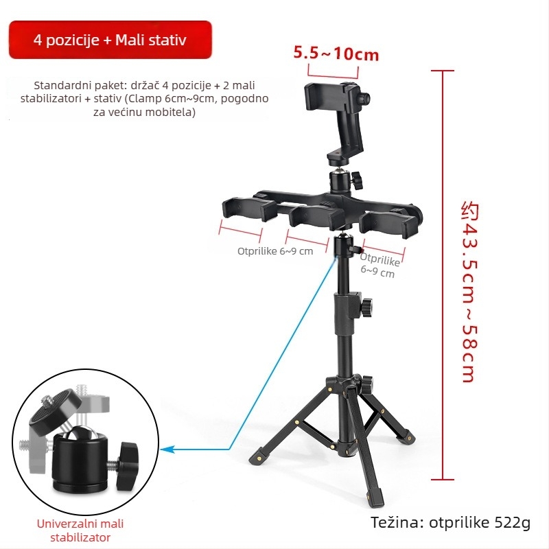 Tip more Stolni držač za telefon, stolni tripod s tri pozicije, legura