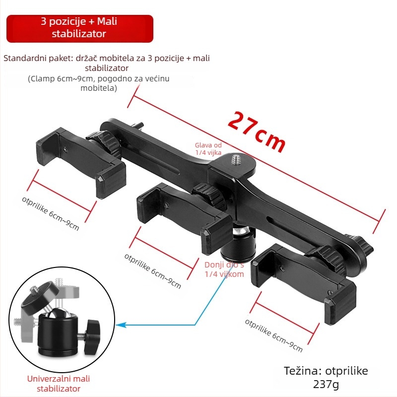 Tip more Stolni držač za telefon, stolni tripod s tri pozicije, legura