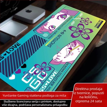 Prilagođena podloga za miš za e-sport, od kaljenog stakla, antislip, jednostrana, FPS-optimizirana