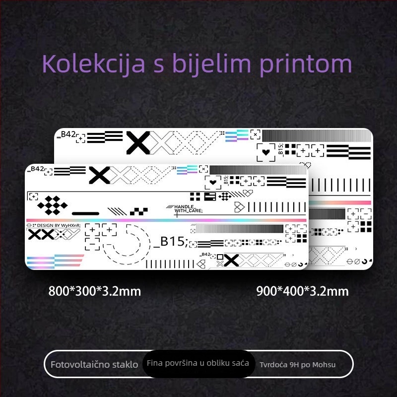 Prilagođena podloga za miš za e-sport, od kaljenog stakla, antislip, jednostrana, FPS-optimizirana