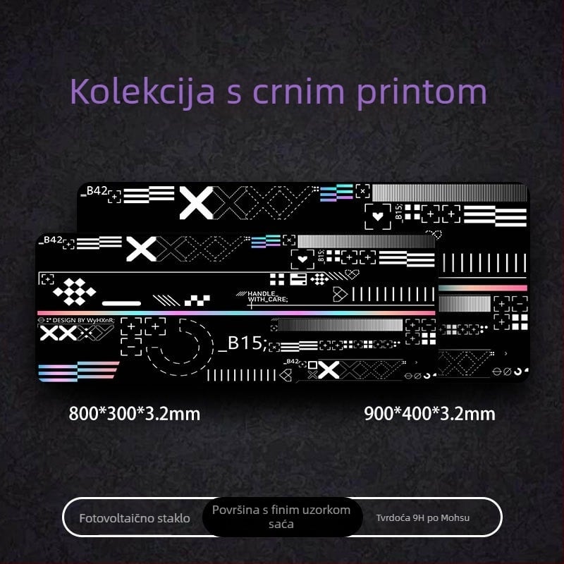 Prilagođena podloga za miš za e-sport, od kaljenog stakla, antislip, jednostrana, FPS-optimizirana