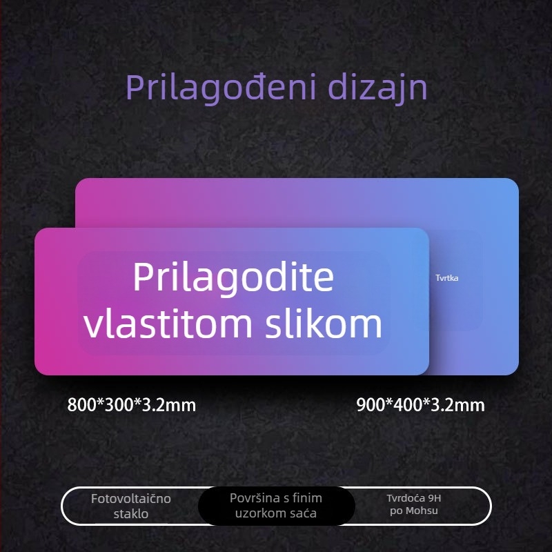 Prilagođena podloga za miš za e-sport, od kaljenog stakla, antislip, jednostrana, FPS-optimizirana