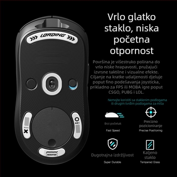 Set podnih podložški miša od kaljenog stakla za GPW1 generaciju – visoka klizavost, hladno oblikovanje, OEM obrada