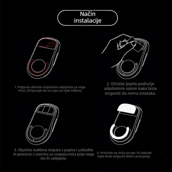 Set podnih podložški miša od kaljenog stakla za GPW1 generaciju – visoka klizavost, hladno oblikovanje, OEM obrada