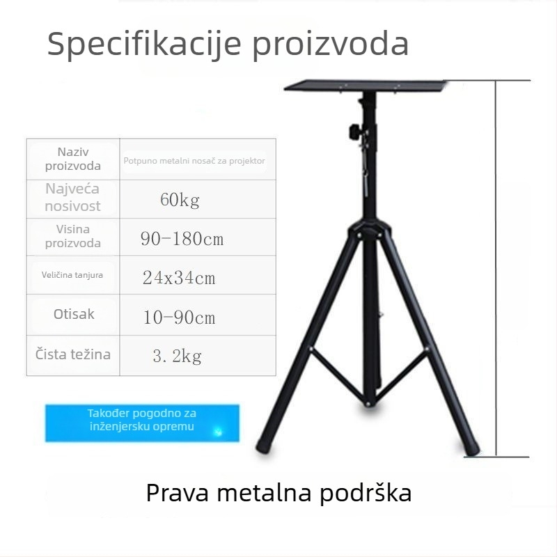 Univerzalni podni stalak za projektor s pan/tilt, prijenosni i sklopivi