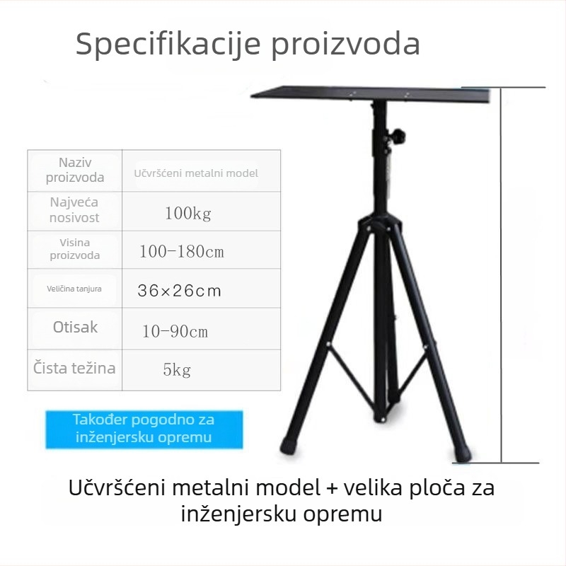 Univerzalni podni stalak za projektor s pan/tilt, prijenosni i sklopivi