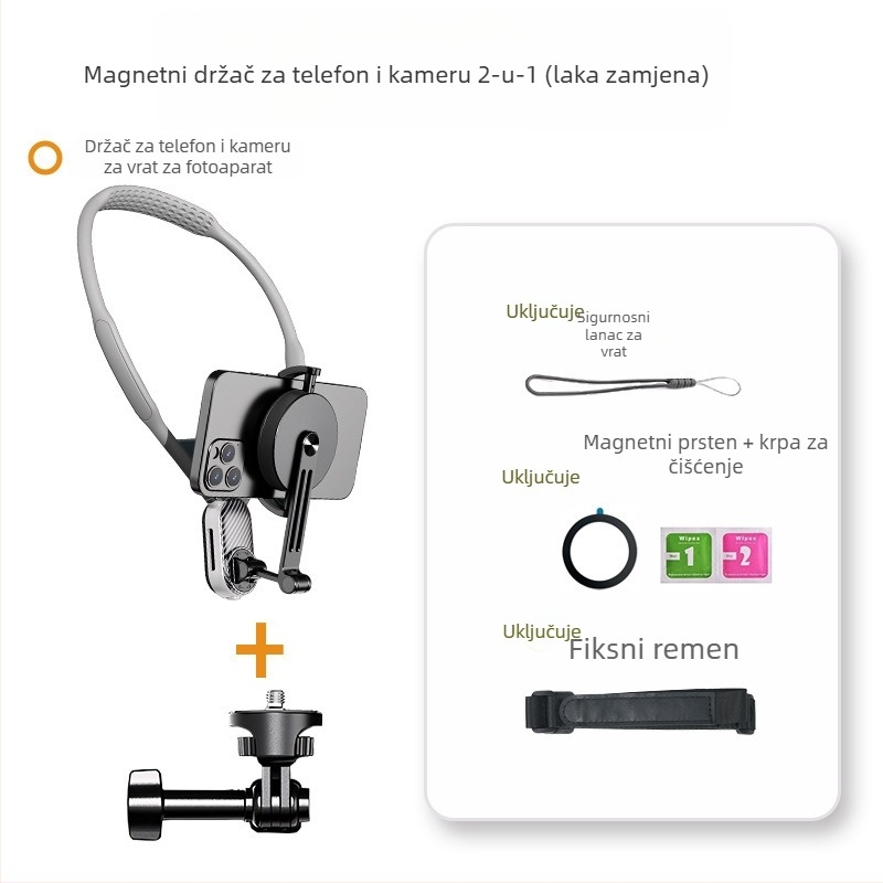 JUKUN BFG-01 Držač za telefon na vratima – magnetski anti-šok držač za vlog za akcijsku kameru; Materijal: PC + legura; Ispis logotipa: Podržano; Nakon prodaje: 3 garancije