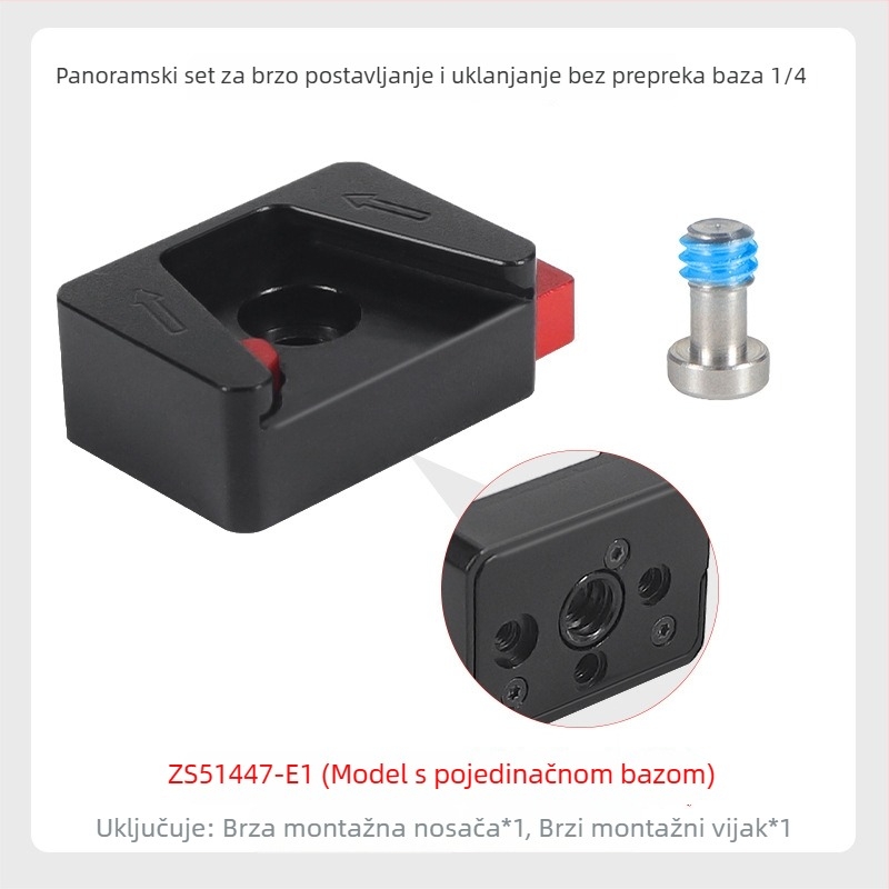 BGNing Brza otpuštanja Osnove za Insta360 X4 i DJI Osmo panoramsku kameru – aluminijska legura, 1/4 adapter, mini držač za brzo otpuštanje