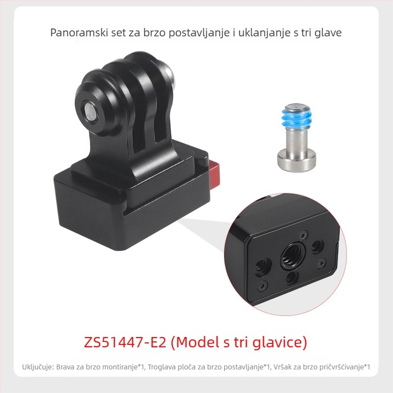 BGNing Brza otpuštanja Osnove za Insta360 X4 i DJI Osmo panoramsku kameru – aluminijska legura, 1/4 adapter, mini držač za brzo otpuštanje
