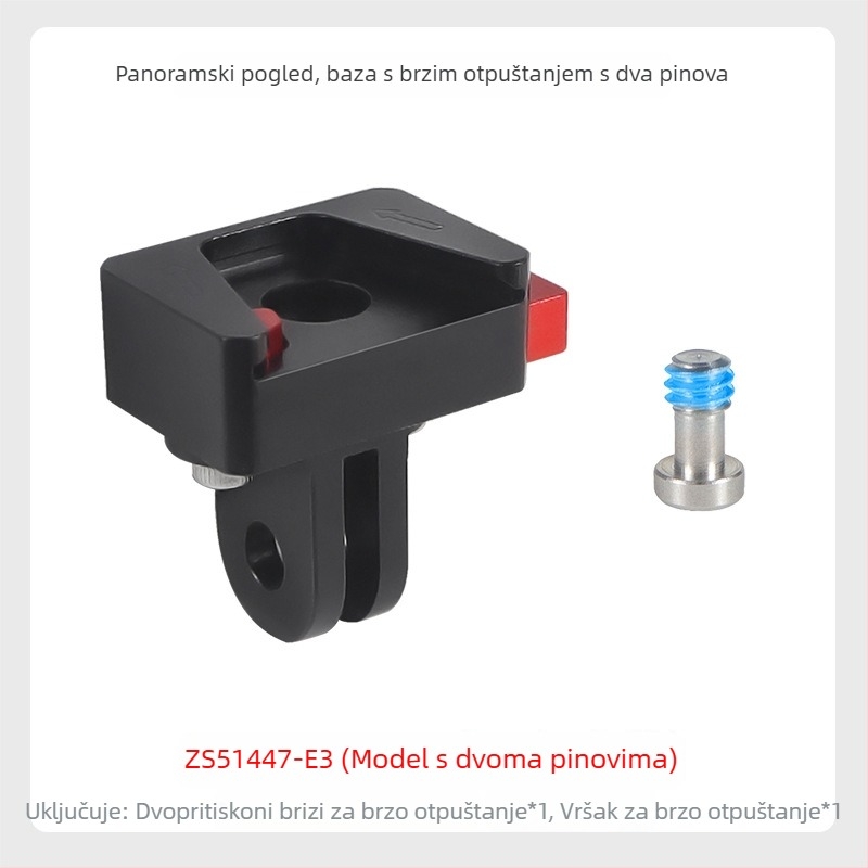 BGNing Brza otpuštanja Osnove za Insta360 X4 i DJI Osmo panoramsku kameru – aluminijska legura, 1/4 adapter, mini držač za brzo otpuštanje