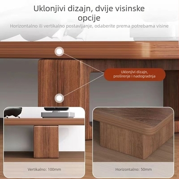Drveni stolni stalak za monitor s podignutim regalom — 1-etažni, višestruke namjene, prenosiv, bez montaže, stolno skladištenje