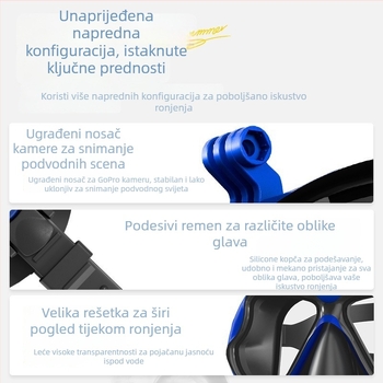Maska za ronjenje s držačem za kameru, tijelo od silikona+PC, ZMZDIVE
