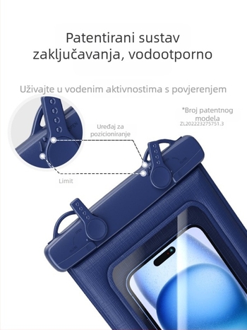 IPX8 vodootporna futrola za telefon s osjetljivim dodirom, plivajući pjenasti dizajn, crossbody remen, velika zapremina, kompatibilno s telefonima do 7,2 inča