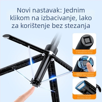 H29 Stalak za livestream s četiri noge od ABS-a i aluminijskog spojiva, univerzalni držač za telefon, Bluetooth daljinski upravljač, stabilizacija slike, LED rasvjeta