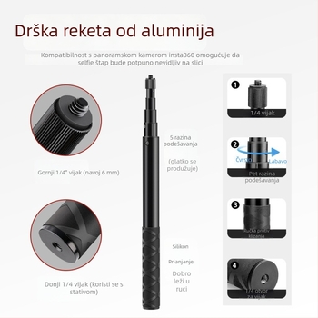 Čvrsti klip-mount za Insta360 akcijsku kameru na motociklu, kompatibilan s GoPro selfie stickom