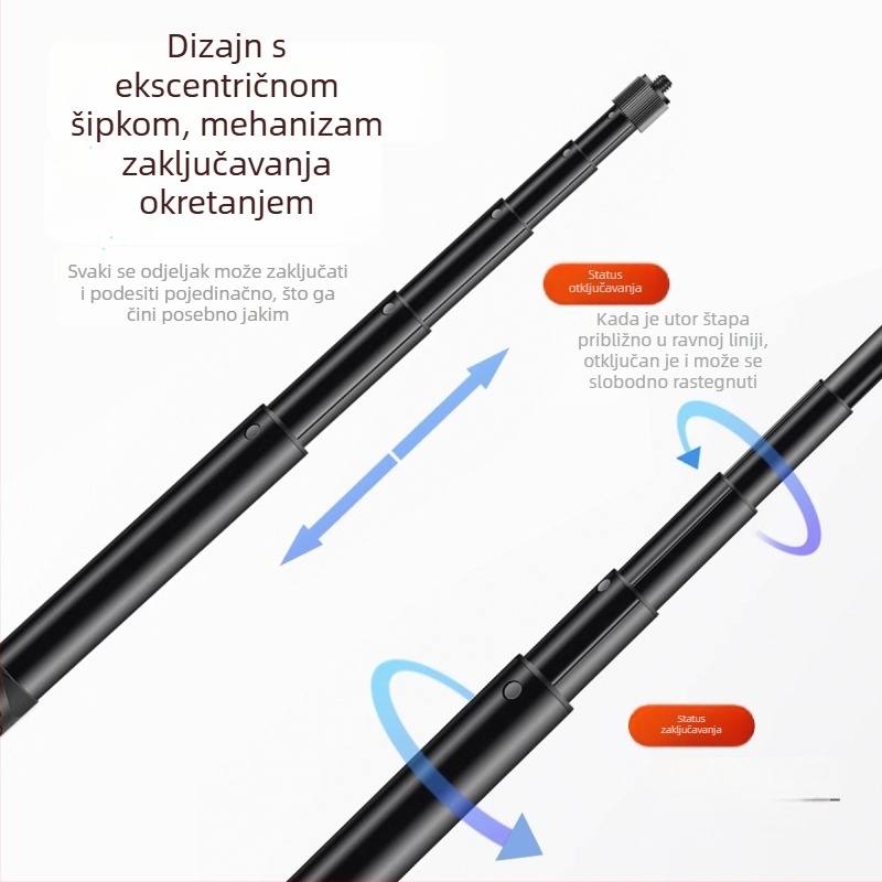 Čvrsti klip-mount za Insta360 akcijsku kameru na motociklu, kompatibilan s GoPro selfie stickom