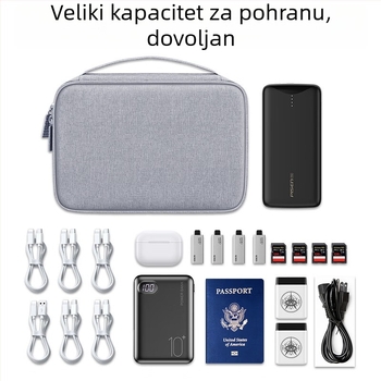 Digitalna torbica za skladištenje — torba u obliku džepa (handbag), od poliestera, za kabelske, slušalice i prijenosne baterije; pogodna za kućno i putno skladištenje; moderan minimalistički dizajn; modeli: DMS, BM012D1007, DPSS, DPSL, DGS