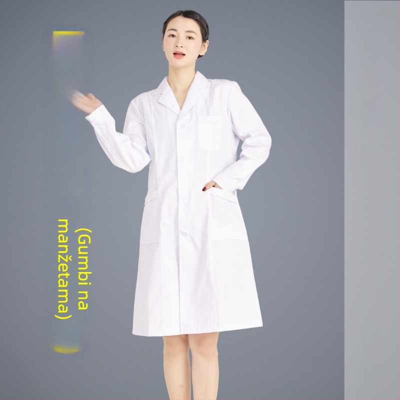 Unisex laboratorijski kaput, kratki rukavi, poliester-bavlna 65/35, odvlačenje vlage, ovratnik odijela, bolnica klinika