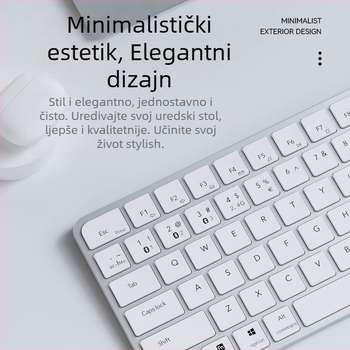 Bežični tanak set tipkovnice i miša – >98 tipki, bežična veza, spajanje na 2 uređaja, bez pozadinskog osvjetljenja