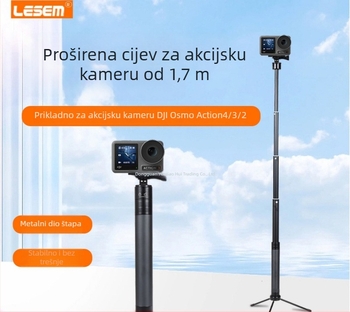 Selfie štap za DJI Action 5 Pro/4/3, aluminijska konstrukcija, bez IBIS, kompatibilan s Insta360 X5