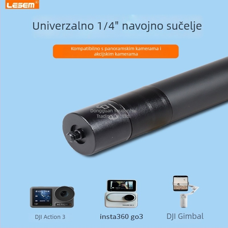 Selfie štap za DJI Action 5 Pro/4/3, aluminijska konstrukcija, bez IBIS, kompatibilan s Insta360 X5