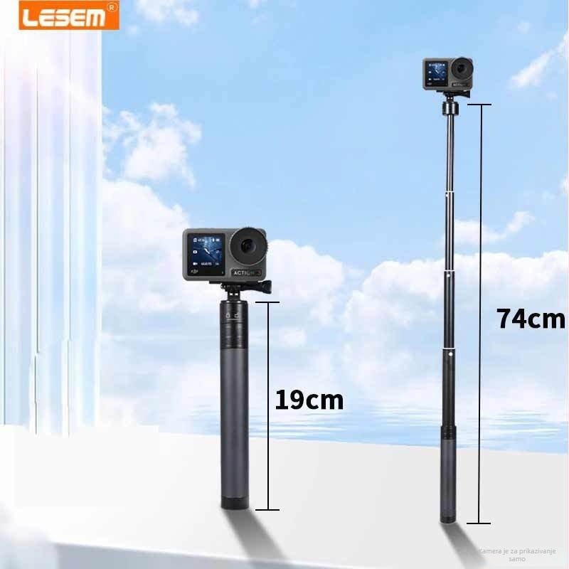 Selfie štap za DJI Action 5 Pro/4/3, aluminijska konstrukcija, bez IBIS, kompatibilan s Insta360 X5
