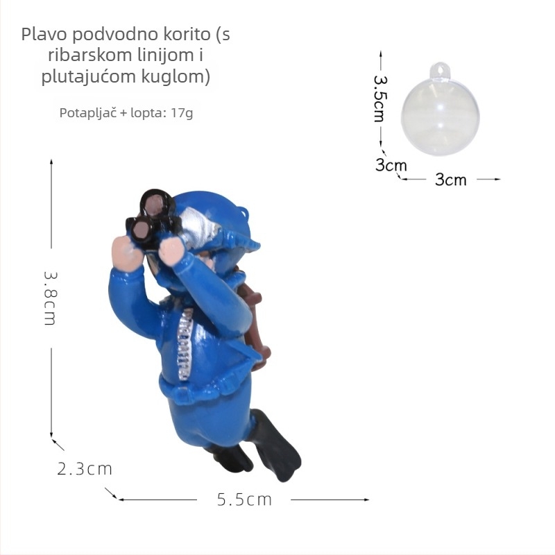 PVC dekor za akvarij - plutajuća crtana figurica male vještice ronilice, 50 g