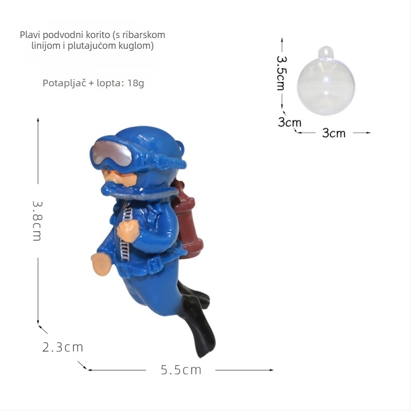PVC dekor za akvarij - plutajuća crtana figurica male vještice ronilice, 50 g