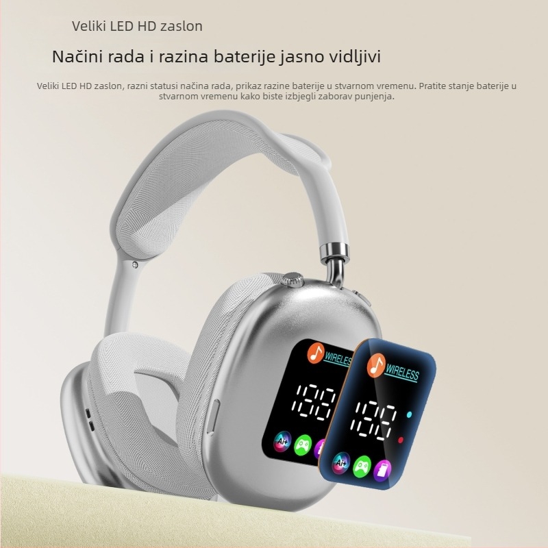 AKZ MAX600 Bežične over-ear Bluetooth slušalice s RGB zaslonom i čitačem kartica, prilagođeni model