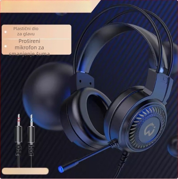 DG-909-XOX Žičane gamerske slušalice s 50 mm zvučnicama, raspon frekvencija 20 Hz–20 kHz, osjetljivost 98 dB, kabel 2 m, mikrofon, USB i 3,5 mm, za PC, redukcija buke