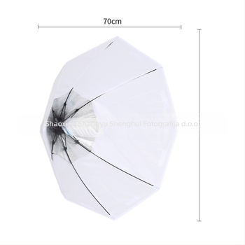 Set rasvjete za fotografiju s kišobranom-oblika softboxom i brzim spojem jedne lampe; Model SHB-001; Materijali: Oxford torba; Uključuje: softbox, mekana tkanina, torba; CE certifikat; Težina 0.7 kg