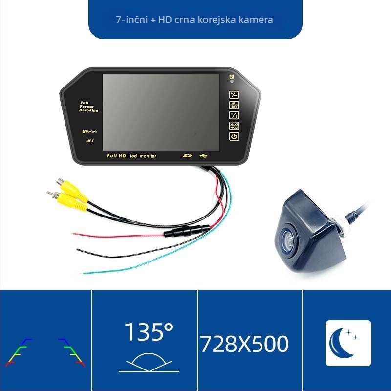 LCD zaslon automobila za retrovizor, 7-inčni zaslon, 800x480, AV ulaz