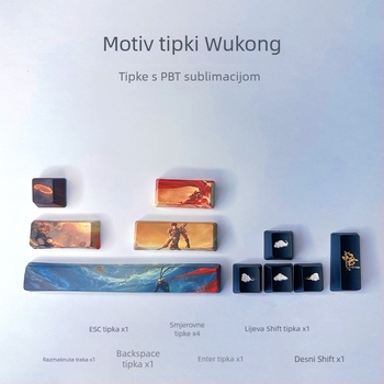 PBT set tipki za mehaničku tipkovnicu, 10 komada, petostruko dye-sublimiranje, prilagođena tema, kompatibilno sa zelenim prekidačem