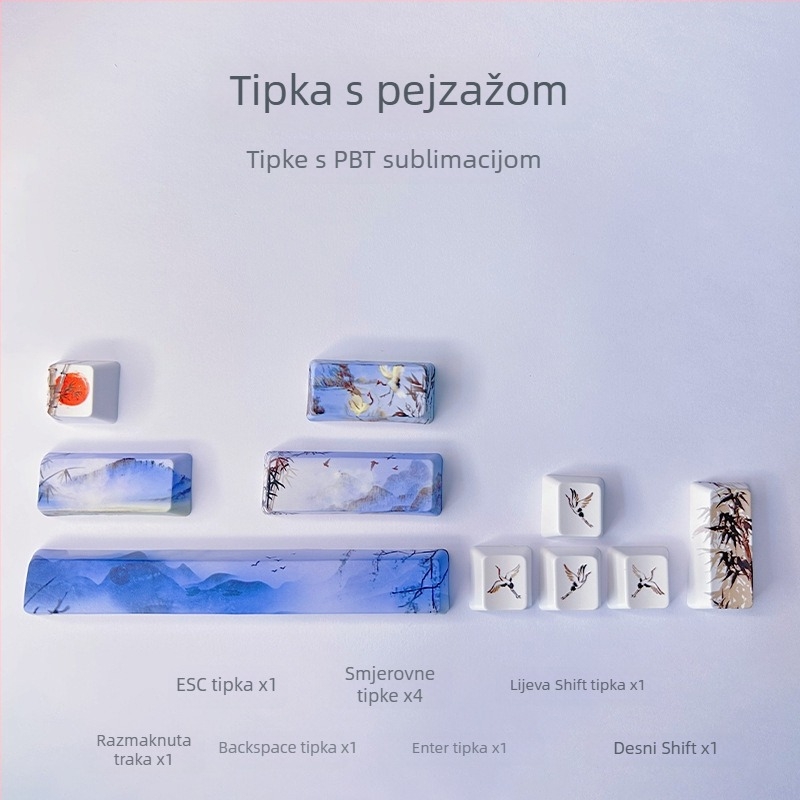 PBT set tipki za mehaničku tipkovnicu, 10 komada, petostruko dye-sublimiranje, prilagođena tema, kompatibilno sa zelenim prekidačem