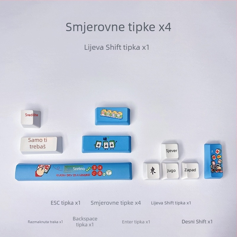 PBT set tipki za mehaničku tipkovnicu, 10 komada, petostruko dye-sublimiranje, prilagođena tema, kompatibilno sa zelenim prekidačem