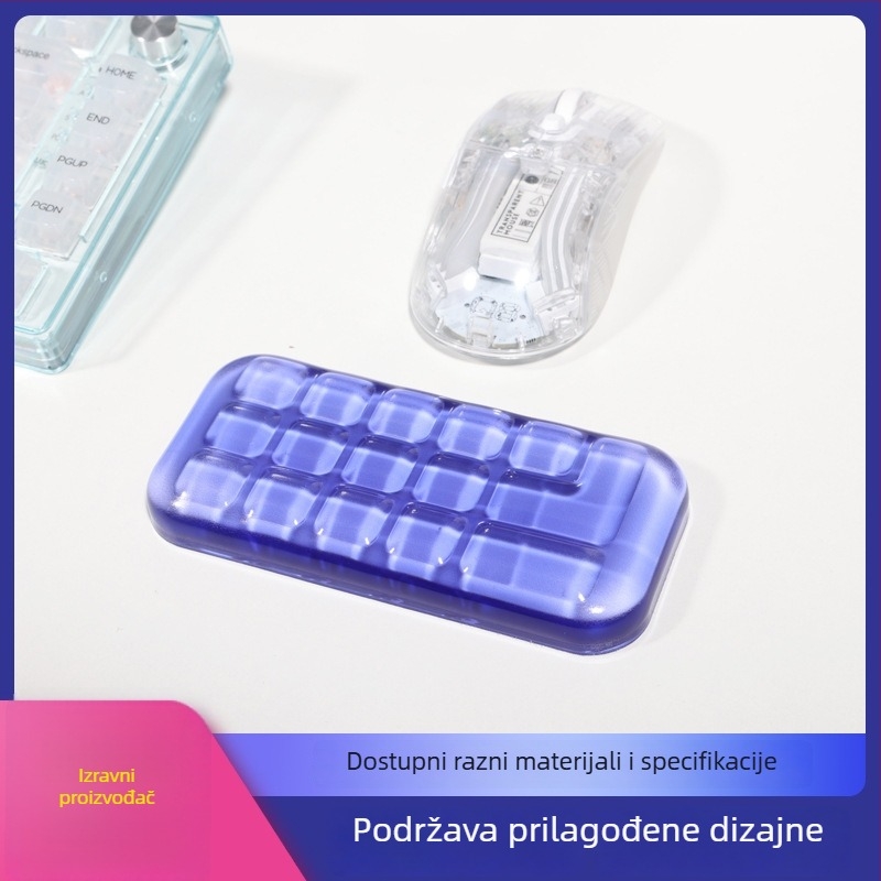 Podloga za zglob miša s jastučićem za ruku, prozirni silikon + UV, injekcijsko oblikovanje, modeli #1438/#1439, gaming esports podloga