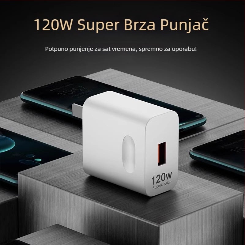 Brzi punjač 120W za Huawei, Honor, Oppo i Android uređaje — QC 4.0, izlaz 120W, univerzalna kompatibilnost