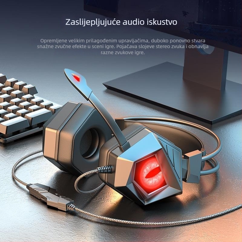 Esports gaming slušalice s 40 mm pogonskim jedinicama, 3,5 mm utor, žične, ugrađen mikrofon, raspon frekvencija 20–20000 Hz