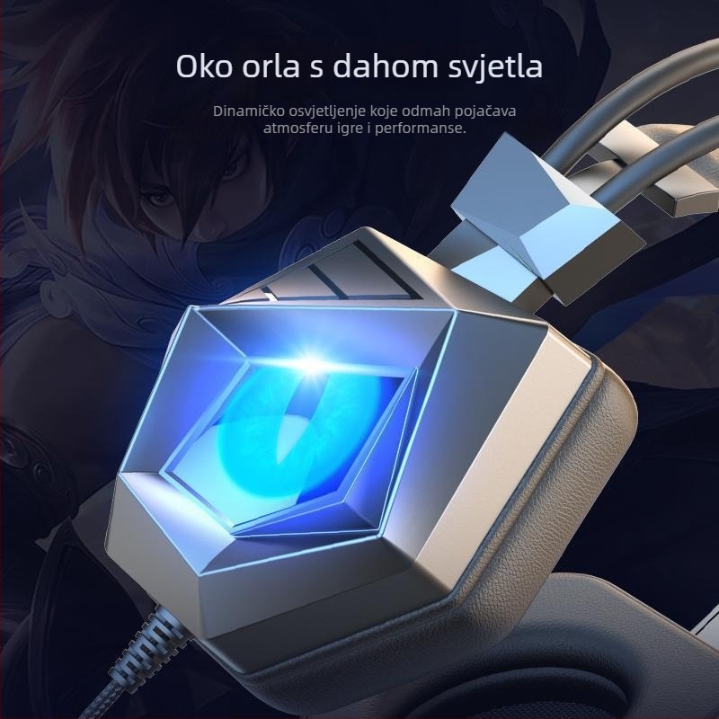 Esports gaming slušalice s 40 mm pogonskim jedinicama, 3,5 mm utor, žične, ugrađen mikrofon, raspon frekvencija 20–20000 Hz