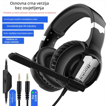 Vezane gaming slušalice s mikrofonom, 3,5 mm utor, frekvencijski raspon 20-20000 Hz, impedance 16 Ω, osjetljivost 116 dB/mW, distorzija 2%