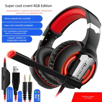 Vezane gaming slušalice s mikrofonom, 3,5 mm utor, frekvencijski raspon 20-20000 Hz, impedance 16 Ω, osjetljivost 116 dB/mW, distorzija 2%