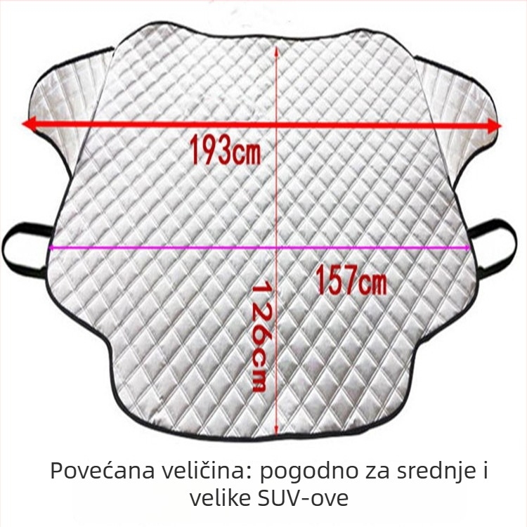 Navlaka za prednje staklo auta – aluminijska folija, ojačani dizajn za četiri sezone, univerzalna kompatibilnost, težina 0,42 kg