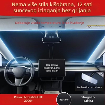 Auto sjenilo za prednje staklo s aluminijskom folijom, teleskopska instalacija, univerzalna kompatibilnost, tisak logotipa, prilagodba