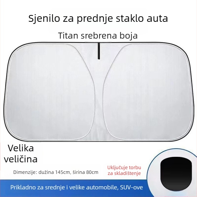 Auto sjenilo za prednje staklo s aluminijskom folijom, teleskopska instalacija, univerzalna kompatibilnost, tisak logotipa, prilagodba