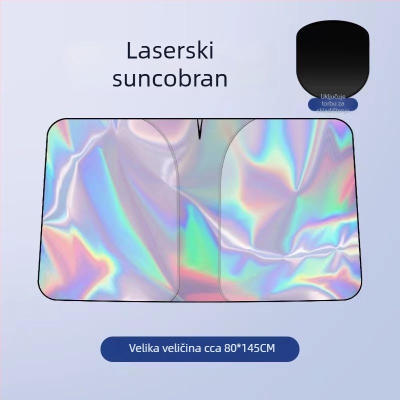 Auto sjenilo za prednje staklo s aluminijskom folijom, teleskopska instalacija, univerzalna kompatibilnost, tisak logotipa, prilagodba