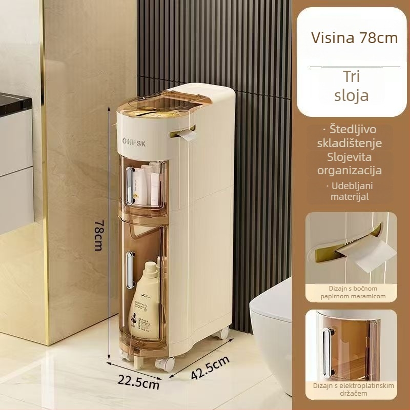 Ormar za kupaonicu za pohranu, model 7222, od polipropilena, uski prostor za pohranu